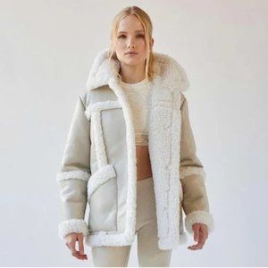 NWT Urban Outfitters Willa Faux Leather Sherpa Jacket